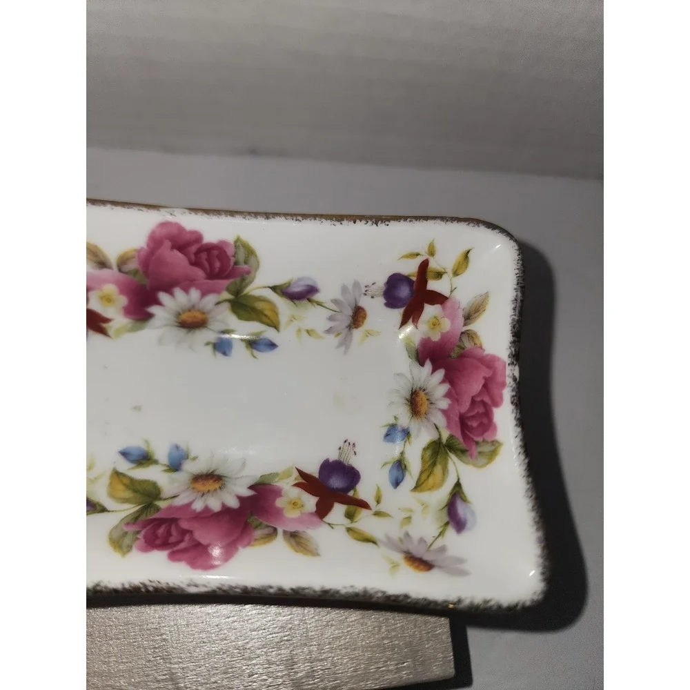 Vintage‎ Summer Rose rectangle trinket dish floral chic